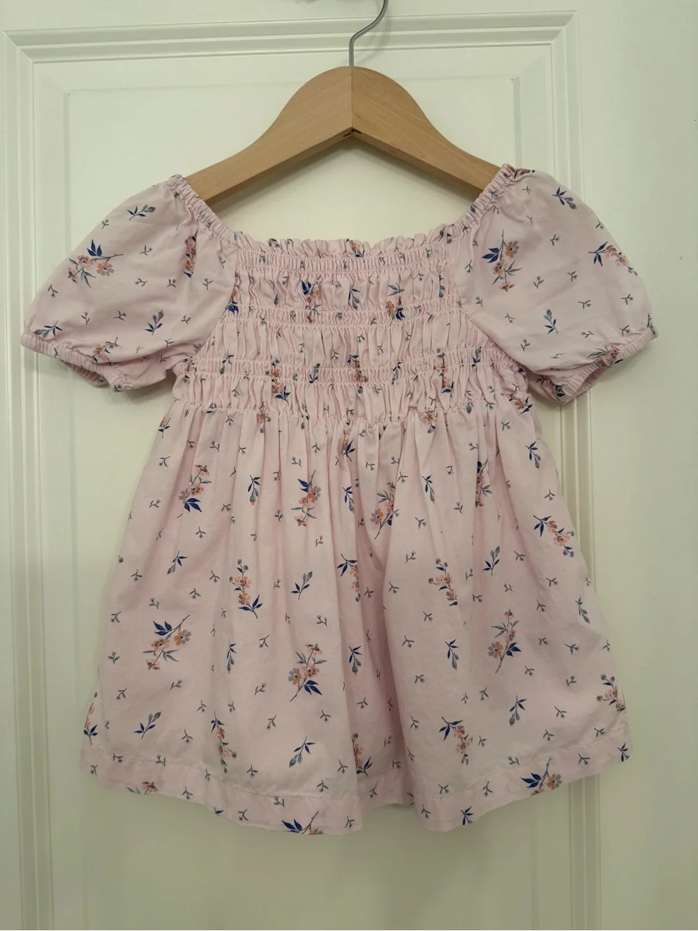 Baby GAP Pink Floral Smocked Puff-Sleeve Dress